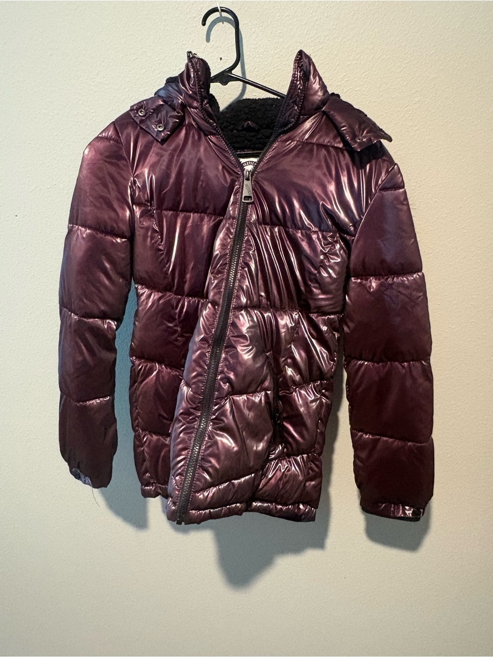 Justice Girls Metallic Plum Puffer Jacket